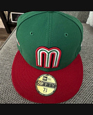 New Era 59FIFTY Fitted Baseball Cap Mexico Flag Patch Green/Red/White 7 3/8 picture