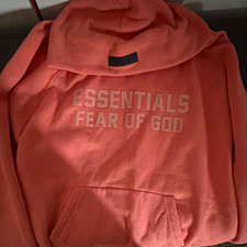 Essentials Fear of God Essentials Men's Pink Pullover Hoodie Logo Pouch Pocket picture