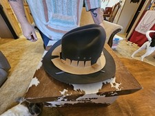 Resistol 4X Beaver Black Felt Western Cowboy Hat Size 7 1/4 Long Oval picture