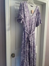 NWT BloomChic~Lilac & White Floral Print Maxi Dress~Tie Waist~Short Sleeve~22-24 picture