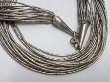 Vintage Native American Heavy Sterling Silver Heishi Necklace 66g 28in READ picture