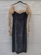 New Heirloom Doen Criselda Dress Black Velvet Polka Dot Puff Sleeve Sz 4 picture
