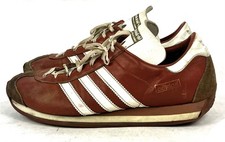 Vintage Adidas Country Made in Japan Kangaroo Leather Brown Box Logo Mens 10  picture