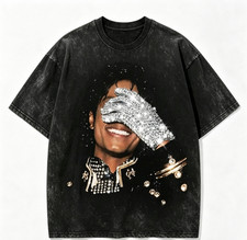 Vintage Michael Jackson Rhinestone Glove Graphic Men T-shirt picture