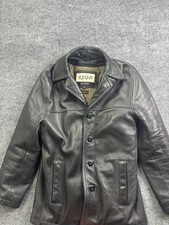 M Julian Coat Mens Small Black Leather Thinsulate Quilted Lined Button picture