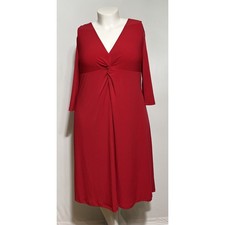George Dress XXL 20 NWOT Red Twist Front 3/4 Sleeve Lined Bodice Plus Skater picture