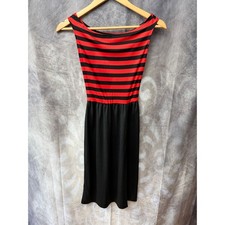 Vintage Climax David Howard Red Black Striped Sleeveless Dress Size 3/4 Retro picture