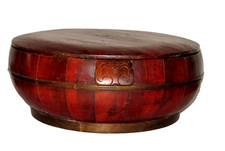 Antique Chinese Qing Carved Elm Wood Grain Barrel & Lid c 1880-1910 17