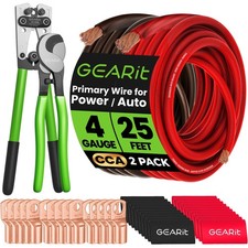 GEARit 4 Gauge CCA Ground Wire Kit 25 ft with Crimper, Cutter, Lugs, Heat Shrink picture