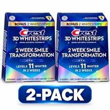2-PK Crest 3D Whitestrips Level 11 Whiter Enamel Safe Kit 32 Strips EXP 4/27 picture