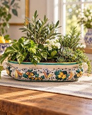 Vintage Italian Majolica Ceramic Oval Planter 21