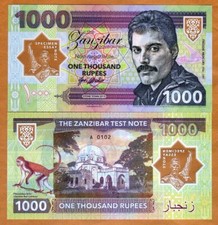 Zanzibar Tanzania 1000 Rupees 2019 Private Clear Window Polymer, Freddie Mercury picture