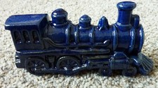 Vintage Salmon Falls Stoneware Cobalt Blue Locomotive Train EngineDover, NH 1994 picture