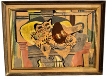 Vintage Georges Braque “Le Jour” Cubist Still Life Print on Board Framed picture