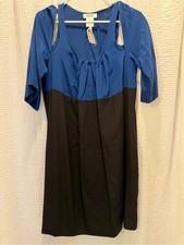 Sonia by Sonia Rykiel Blue Black 100% Silk  Cold Shoulder Dress Size 40 picture