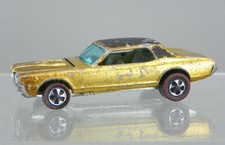 Vintage 1967 Hot Wheels Redline Diecast Gold w/ Black Roof Custom Cougar HK RARE picture