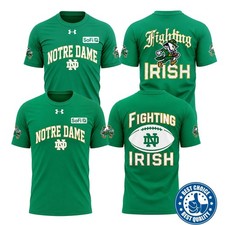 NEWFighting Irish Notre Dame Wear Green Football T-Shirt Size S-5XL picture
