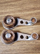 Vintage 60-70's Set Car Interior Window Crank Handles Wood Grain Chrome GM  picture
