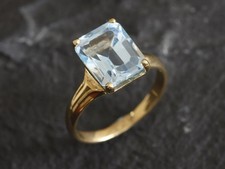 3.00 Ct Emerald Natural Aquamarine Diamond Wedding Ring 14K Yellow Gold Size 7 picture