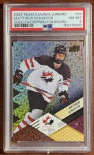 2024 UD Team Canada Juniors Matthew Schaefer Rookie🚨GOLD🥇FOILBOARD🎇PSA 8💎/25 picture