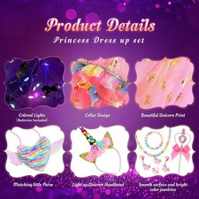 Fedio Princess Dress up for Girls,Unicorn Light up Princess Cape Set,Light up Pr picture