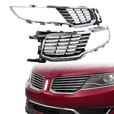 Front Upper Grille Insert Chrome Black Left Right 2PCS For 2016-2018 Lincoln MKX picture