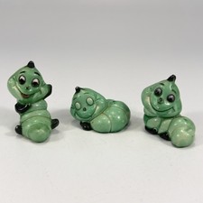 Vtg Set 3 Ceramic Anthropomorphic Caterpillar Figurine Kitsch Planter Decor Worm picture