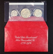 1976-S U.S. Bicentennial Silver Uncirculated Set OGP 40% Silver 3-Coin Mint Set picture