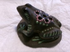 Brush McCoy Pottery Jewel Squeeze Bag Decorated Stoneware Figural Flower Frog picture
