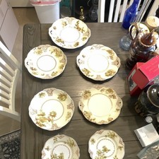 Antique Hermann Ohme Old Ivory Silesia Pattern 75 Plates - Set of 7 picture