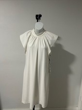 Calvin Klein Cream Gathered Neck Midi Dress picture