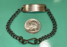 Silver ID Bracelet Sterling 1940s WW2 Coughlan Military Tag Robbins Co Attleboro picture