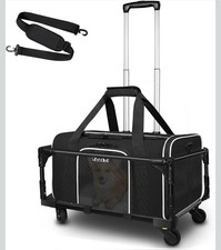 Petskd Rolling Pet Carrier 18x11x11 Airline Approved Small Dog Cat Travel Black picture