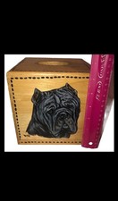 Fun Vintage Hand Painted Cane Corso Dog Wood Tissue Box Cover  picture