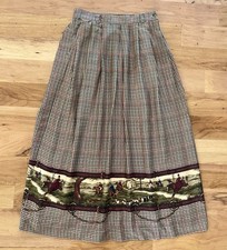 Vintage Sharon Young USA Equestrian Skirt Horse Hunt Houndstooth Rayon Size 10 picture