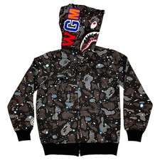 BAPE Space Camo Shark WGM Full Zip Hoodie Black Galaxy A Bathing Ape picture
