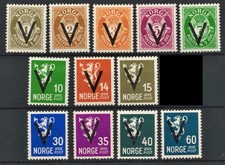 WWII Norway MNH V-stamps Year 1941 with wm (CV: 34 USD) picture