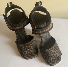 Authentic Fendi Freedom Heels FF Logo Slingback Shoes Size 37 US 7 picture