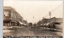 MAIN STREET west point ne c1910 postcard nebraska real photo rppc downtown picture
