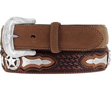 Justin’s Men’s Size 34 Odessa Leather Western Belt Polished Star Cowboy #C10765 picture