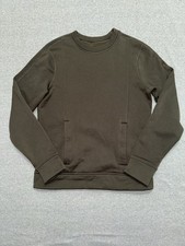 lululemon Men’s Press Pause Olive Green Crew Neck Pocket Sweatshirt Size Small picture