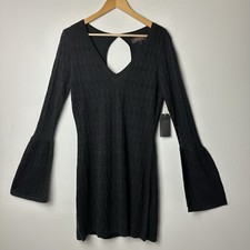 NWT Shyanne Dress Black Crochet Bell Sleeve Whimsigoth Boho Fairy Witchy 90s L picture