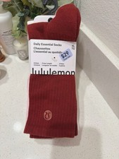 Lululemon Daily Essential crew socks 3 pack Rockwood/white/blissful pink Size XL picture