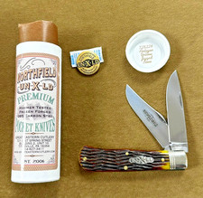 GEC, Northfield UN-X-LD, 728226 French Creek Trapper knife. Antique Yellow picture