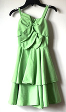 Habitual Girls Light Green Solid Fit/ Flare Ruffle Dress Square Neck Size 10 picture