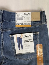 Seven7 NWT Tummyless Jeans Women’s 12 High Rise Skinny Blue Denim Stretch picture