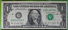2021 $1 Birthday / Anniversary Date Note • February 21, 1973 • Serial D22119730F picture
