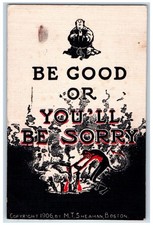 MT Sheahan Signed Postcard Devil Be Good OR You'll Be Sorry c1910's Antique picture