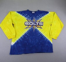 Vintage Birmingham Bolts Shirt XL Blue Yellow Tie Dye Liquid Blue XFL Football picture