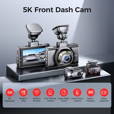 5K Dash Cam 3Lens Front+Rear+Cabin Dash Camera WiFi&GPS Night Vision 24H Parking picture